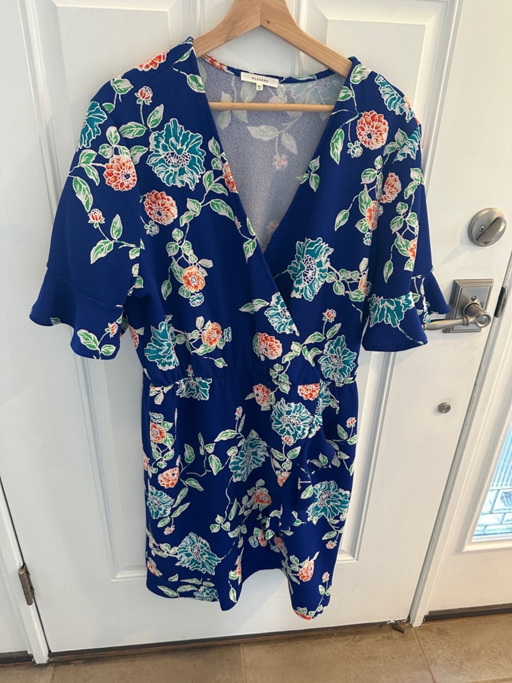 Pleione Blue Floral Wrap Dress